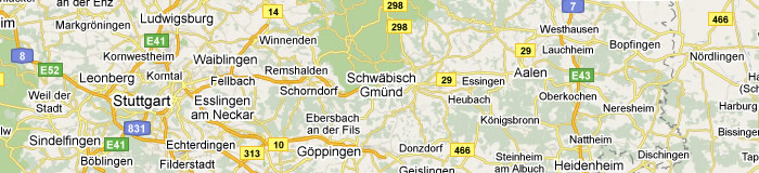 Map of Schwäbisch Gmünd and surrounding area